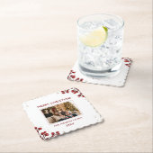 Watercolor Red Berry Winter Wreath Family Photo Untersetzer (Vor Ort)