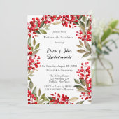 Watercolor Red Berry Wreath Bridesmaids Luncheon Einladung (Stehend Vorderseite)