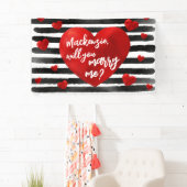 Watercolor Red & Black Hearry Marry Me Vorschlag Banner (Insitu)