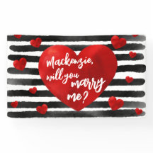 Watercolor Red & Black Hearry Marry Me Vorschlag