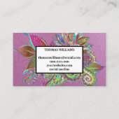 Watercolor red blue floral paisley pattern visitenkarte (Rückseite)