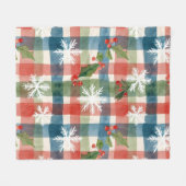 Watercolor Red Blue Green Snowflake Holly Berry  Fleecedecke (Vorderseite (Horizontal))