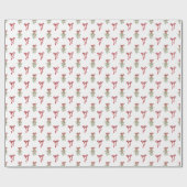 Watercolor Red Bow Mistletoe Weihnachten Geschenkpapier (Flach)