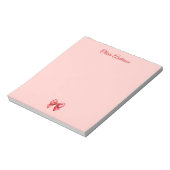 Watercolor Red Bow Valentines Day Personalized Notizblock (Rotiert)