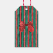 Watercolor Red Bows Stripes To From Christmas Geschenkanhänger (Rückseite)