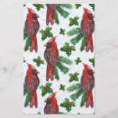 Watercolor Red Cardinal Bird Briefpapier (Vorderseite)