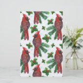 Watercolor Red Cardinal Bird Briefpapier (Stehend Vorderseite)