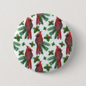 Watercolor Red Cardinal Bird Button (Vorderseite)