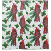 Watercolor Red Cardinal Bird Duschvorhang (Vorderseite)