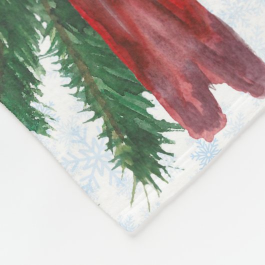 Watercolor Red Cardinal Bird Fleecedecke (Ecke)