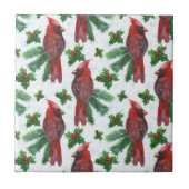 Watercolor Red Cardinal Bird Fliese (Vorderseite)