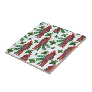 Watercolor Red Cardinal Bird Fliese