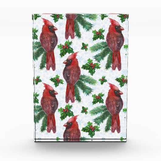 Watercolor Red Cardinal Bird Fotoblock (Vorderseite)