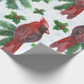 Watercolor Red Cardinal Bird Geschenkpapier (Ecke)