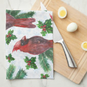 Watercolor Red Cardinal Bird Geschirrtuch (Viertel Falte)