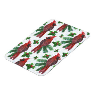 Watercolor Red Cardinal Bird Magnet