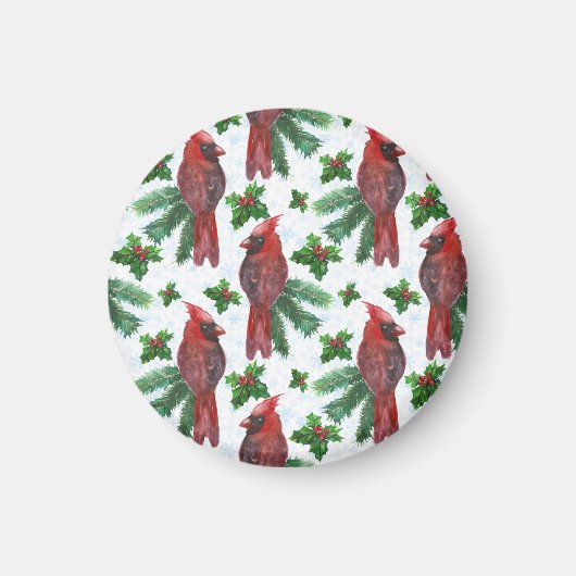 Watercolor Red Cardinal Bird Magnet (Vorne)