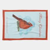 Watercolor Red Cardinal Bird Merry Christmas Geschirrtuch (Horizontal)
