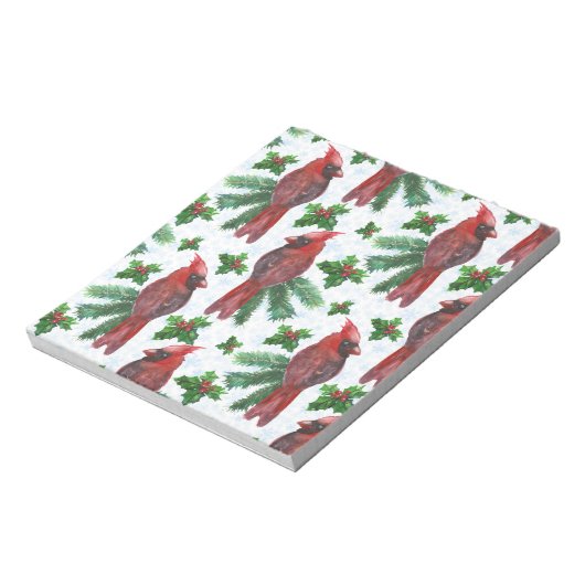 Watercolor Red Cardinal Bird Notizblock (Rotiert)