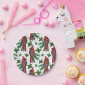 Watercolor Red Cardinal Bird Pappteller (Party)