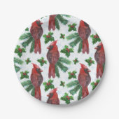 Watercolor Red Cardinal Bird Pappteller (Vorderseite)