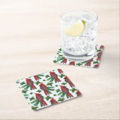 Watercolor Red Cardinal Bird Rechteckiger Pappuntersetzer (Vor Ort)