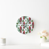 Watercolor Red Cardinal Bird Runde Wanduhr (Zuhause)