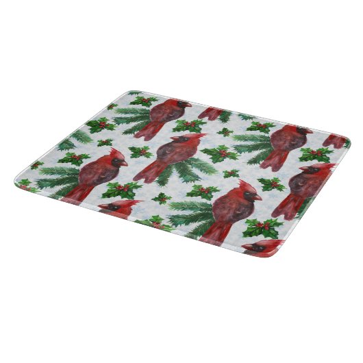 Watercolor Red Cardinal Bird Schneidebrett (Ecke)