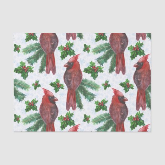 Watercolor Red Cardinal Bird Seidenpapier (Vorderseite)