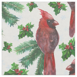 Watercolor Red Cardinal Bird Stoff