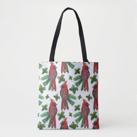 Watercolor Red Cardinal Bird Tasche (Vorderseite)