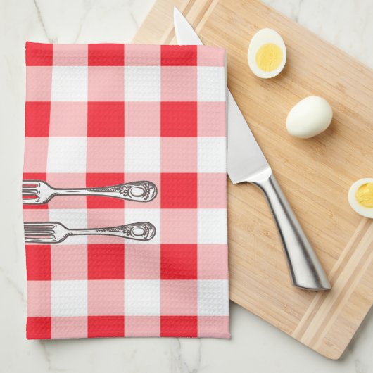 Watercolor Red Check  Geschirrtuch (Viertel Falte)