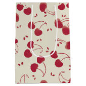 Watercolor Red Cherries – Modern – Valentine Mittlere Geschenktüte (Rückseite)