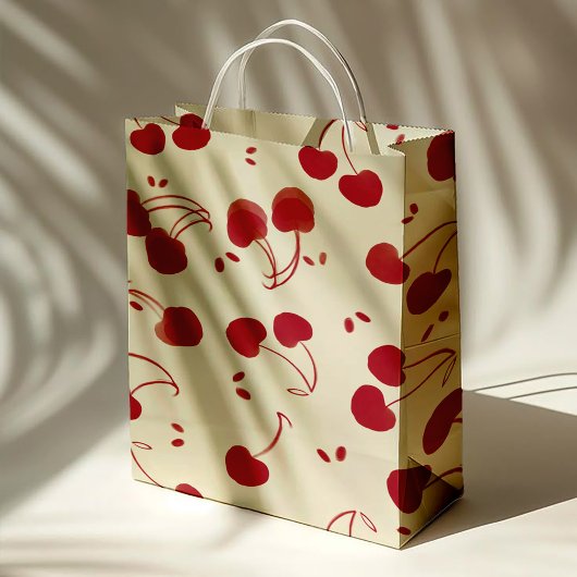 Watercolor Red Cherries – Modern – Valentine Mittlere Geschenktüte