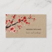 Watercolor Red Cherry Blossoms Kraft Paper Visitenkarte (Vorderseite)
