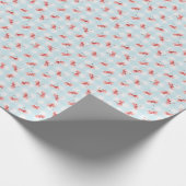 Watercolor Red Cherry Pastel Blue Gingham Geschenkpapier (Ecke)