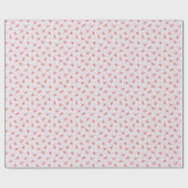Watercolor Red Cherry Pastel Pink Gingham Geschenkpapier (Flach)