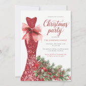 Watercolor Red Christmas Party Einladung (Vorderseite)