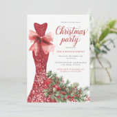 Watercolor Red Christmas Party Einladung (Stehend Vorderseite)