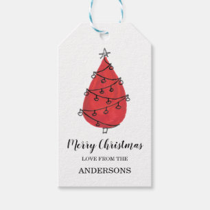 Watercolor Red Christmas Tree Geschenkanhänger
