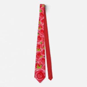 Watercolor Red Floral Neck Tie Krawatte