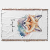 Watercolor Red Fox Whimsical Art Personalized Decke (Vorderseite)