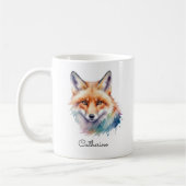 Watercolor Red Fox Wildlife Animal Personalized Kaffeetasse (Links)