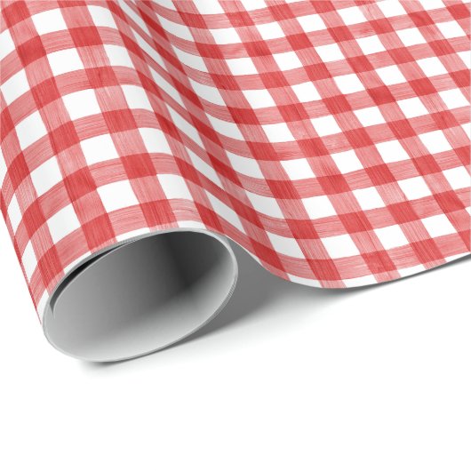 Watercolor Red Gingham Geschenkpapier (Rolleneckpunkt)