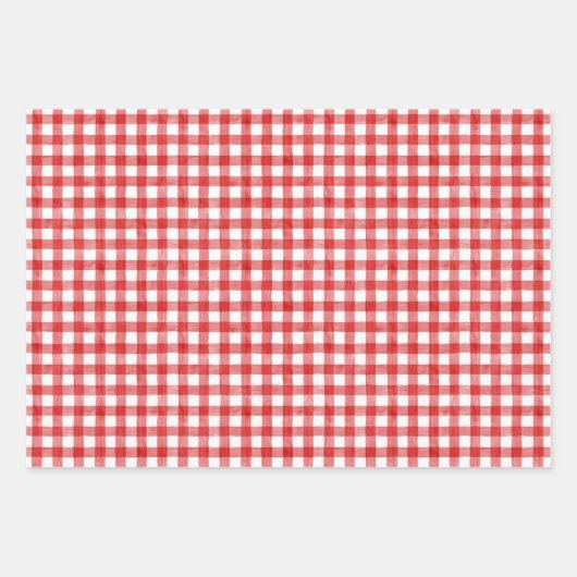 Watercolor Red Gingham Geschenkpapier Set (Vorderseite 3)