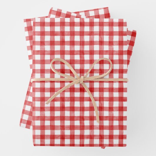Watercolor Red Gingham Geschenkpapier Set (Beispiel)