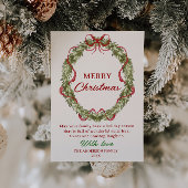 Watercolor Red Green Bow Wreath Foto Weihnachten