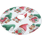 WATERCOLOR RED & GREEN CHRISTMAS GNOMES POLYESTER WEIHNACHTSBAUMDECKE (Schrägansicht)