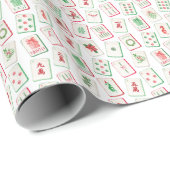 Watercolor Red & Green Christmas Tiles Geschenkpapier (Rolleneckpunkt)