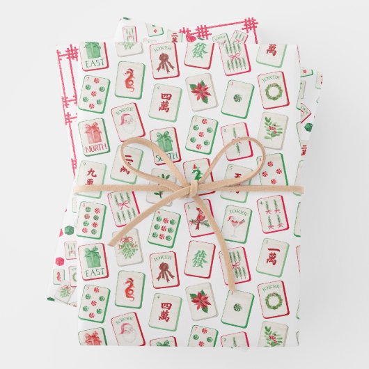 Watercolor Red & Green Christmas Tiles Geschenkpapier Set (Beispiel)